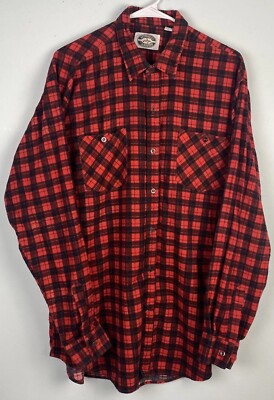 Midwest Traders Mens Red Plaid Long Sleeve Cotton/Polyester Size Large L Tall