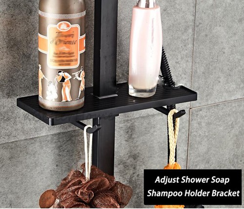 Kit soffione doccia pioggia bagno rubinetto bagno miscelatore acqua termostatico nero opaco - Foto 4 di 6