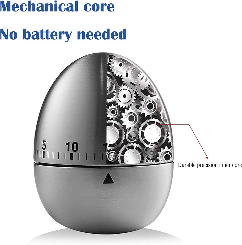 Egg Shape Timer 60 Minute Cute Timer for Kitchen Exercise Learn Cooking - Image 4 of 4