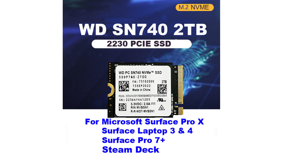 WD PC SN740 2TB M.2 2230 SSD NVMe PCIe4x4 For Steam Deck ASUS ROG 