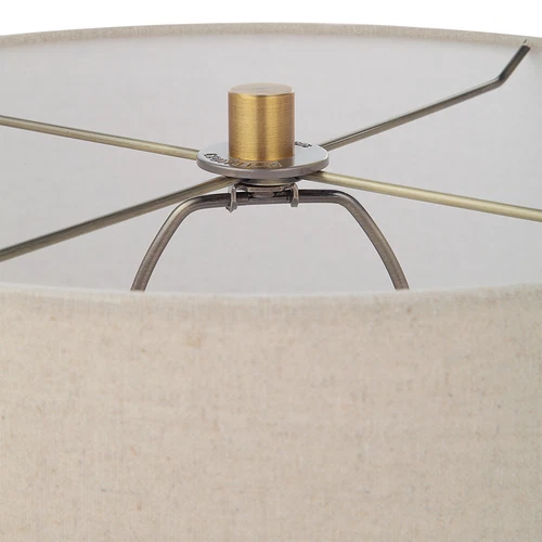 Elegant Contemporary Retro Etched Black Glass Table Lamp 31 in Brass Gold Sleek - Picture 6 of 7