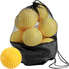 Tebery 12 Pack Yellow Dimpled Practice Balls, 12-Inch Pitching Machine Softballs