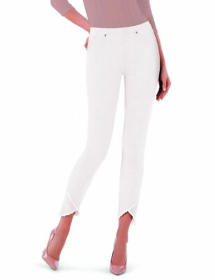 Philippe Matignon Damen Leggings Jeans Dunkelblau aus Baumwolle mit Fransen