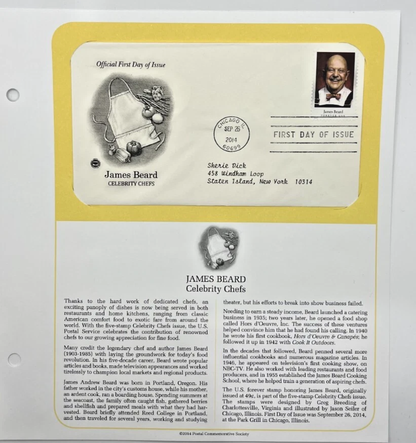 Set of 2 2014 Celebrity Chef Julia Childs First Day of Issue Stamps / Envelopes - Image 3 of 3