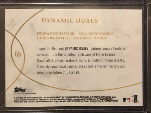 2020 Topps Dynamic Duals #6 Fernando Tatis Jr. Paddack San Diego Padres RED - Picture 2 of 2