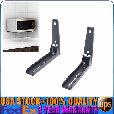 2pcs Microwave Shelf Bracket Wall Mount Foldable Stretch Oven Stand Stainless