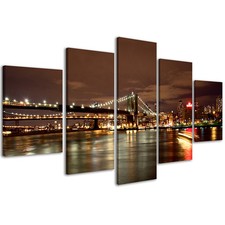 Quadri Moderni 200 x 90 cm Stampe su Tela Canvas XXL Quadro New York Bridge #084
