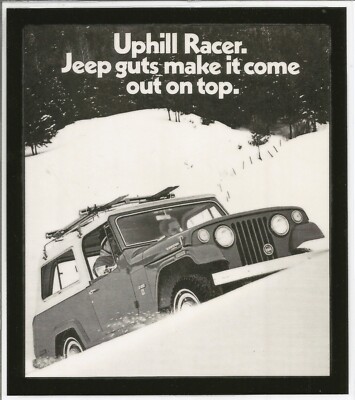 HANDMADE Laminated Print ORIGINAL 1970 Jeepster Commando PRINT AD JEEP Skiing 