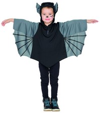 Fledermaus Kostüm Kinder Oberteil schwarz grau Gr.92-116 Karneval Halloween