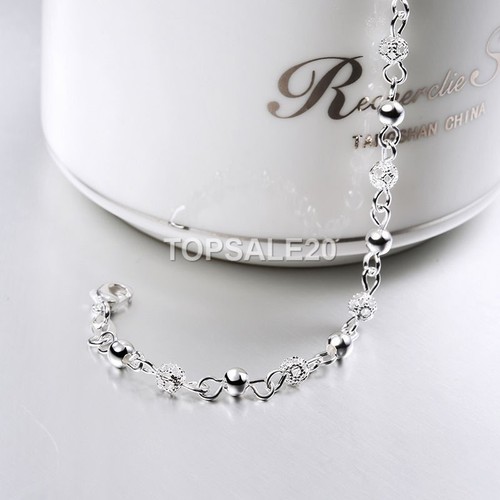 925 Sterling Silver Plated Barefoot Bead Ankle Chain Bracelet Anklet jewellery - Picture 7 of 8