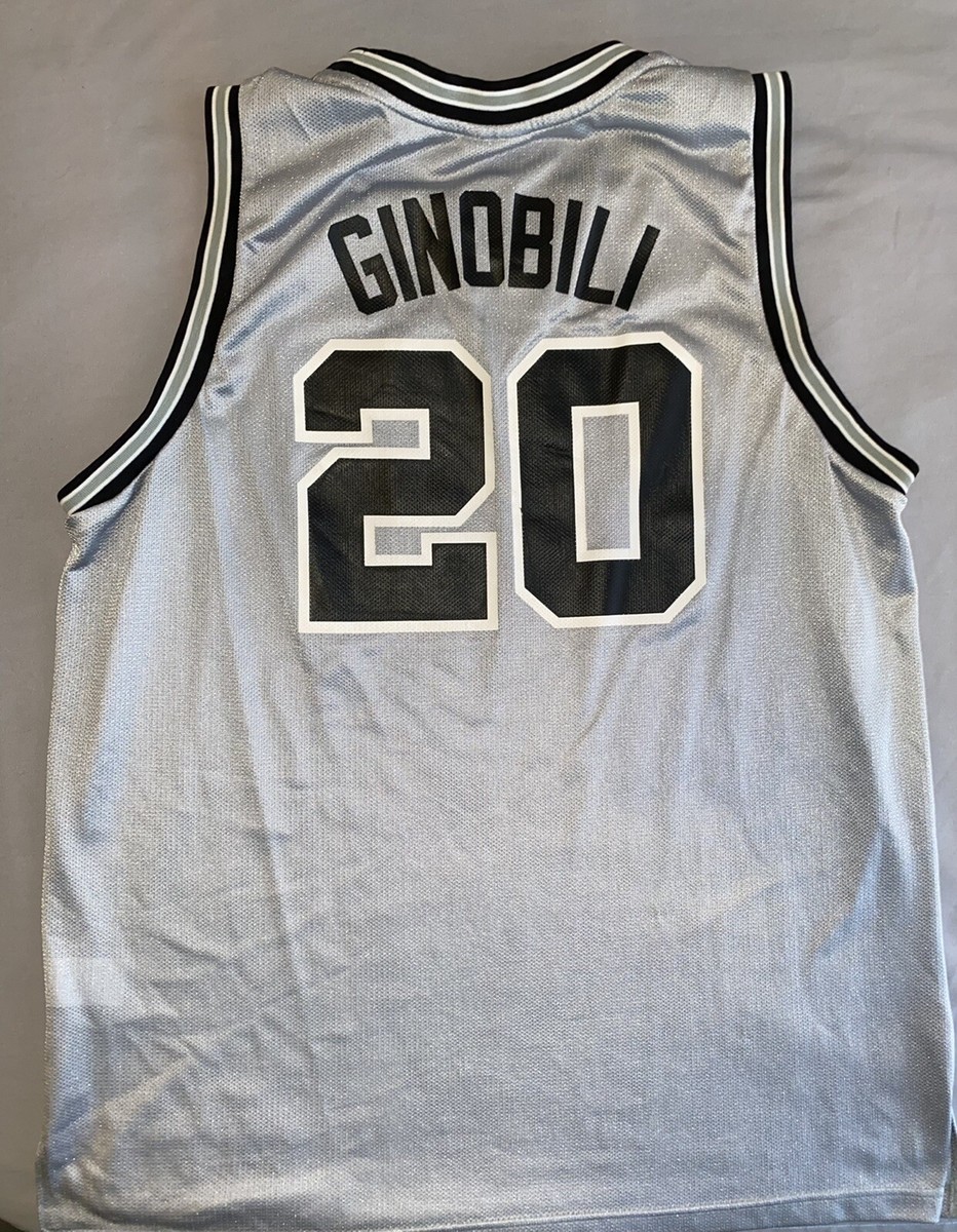 Reebok Manu Ginobili San Antonio Spurs Jersey Retro Silver