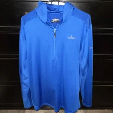 HABIT Men's Performance Hoodie Royal Blue Medium EUC 1/2 Zip L/S Solar Factor