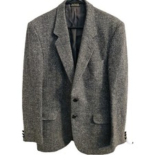 JG Hook Men  s 40/42 Gray Wool Tweed Herringbone Blazer