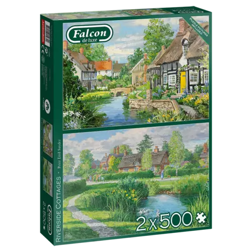 Falcon 11289 Riverside Cottages 2x500 Teile Puzzle