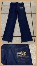 Vintage Baby Girls Jeans Western Cowgirl Dark Blue Straight Leg 1970s NEW Sz 6