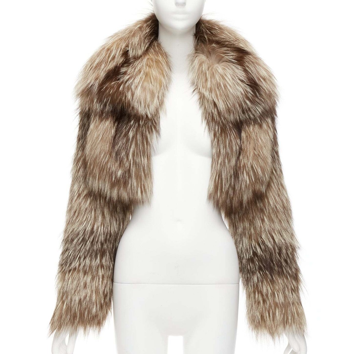 FENDI brown fur long sleeve crop jacket with detachable FENDI brown fur long sleeve crop jacket with detachable