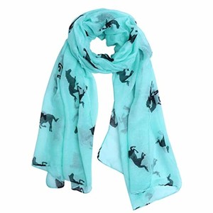 VORCOOL Longue écharpe Voile avec Motif Cheval – Bleu