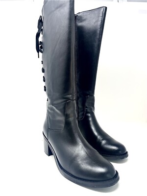 MONROE & MAIN BACK HEAL LACE FULL ZIP UP BOOT BLACK - SIZE 8