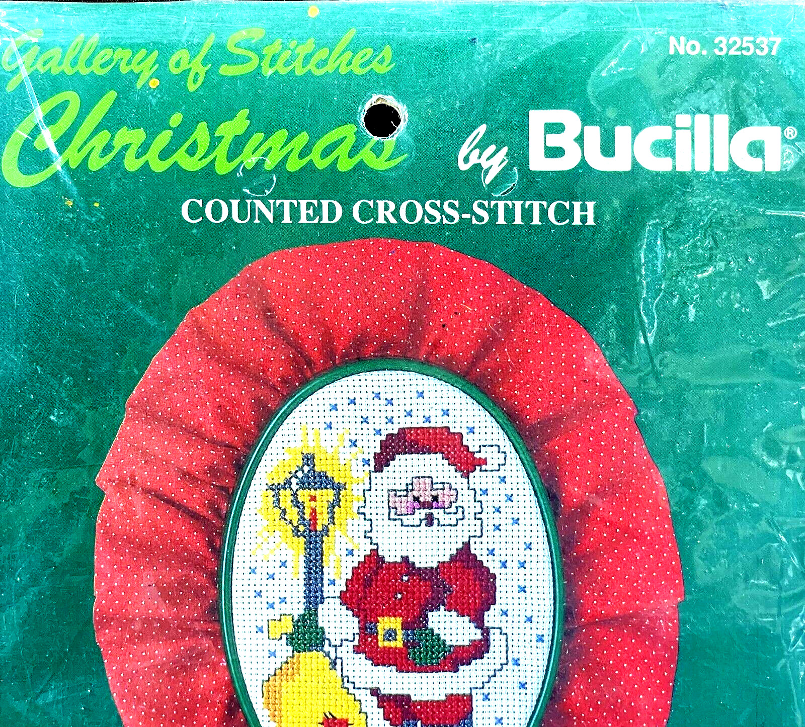 Stitchery Kit Christmas Bucilla 14-Count Cross Stitch SANTA AND LAMP POST