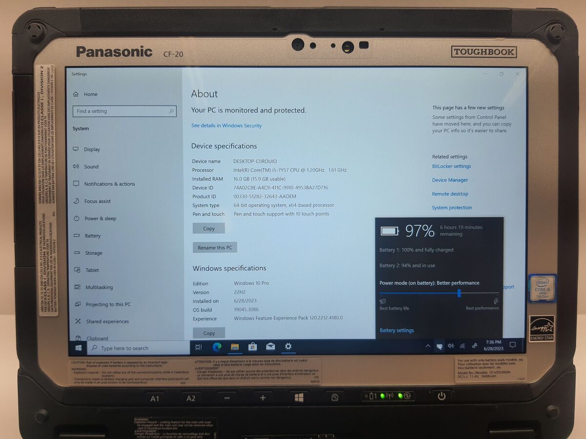 Panasonic Toughbook CF-20 MK2 i5 16gb 256gb Dual Batt LTE 2D Laser FingerPrint Panasonic Toughbook CF-20 MK2 i5 16gb 256gb Dual Batt LTE 2D Laser FingerPrint