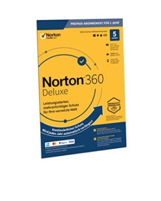 Norton 360 Deluxe 2026 inkl. 50 GB, 5 Geräte - 1 Jahr, Blitzversand