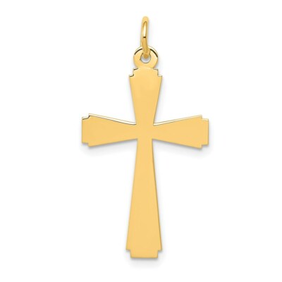 14k Yellow Gold Polished Plain Passion Cross Charm Pendant 1.14 Inch