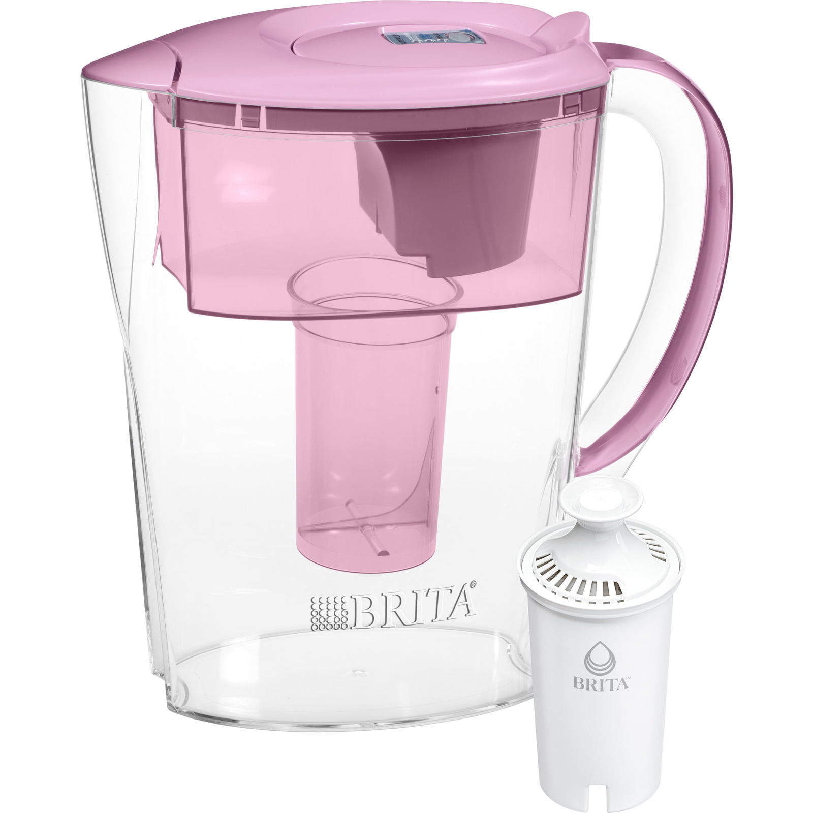 Brita Small Space Saver Plastic 6-Cup Water Filter Pitcher, Almond