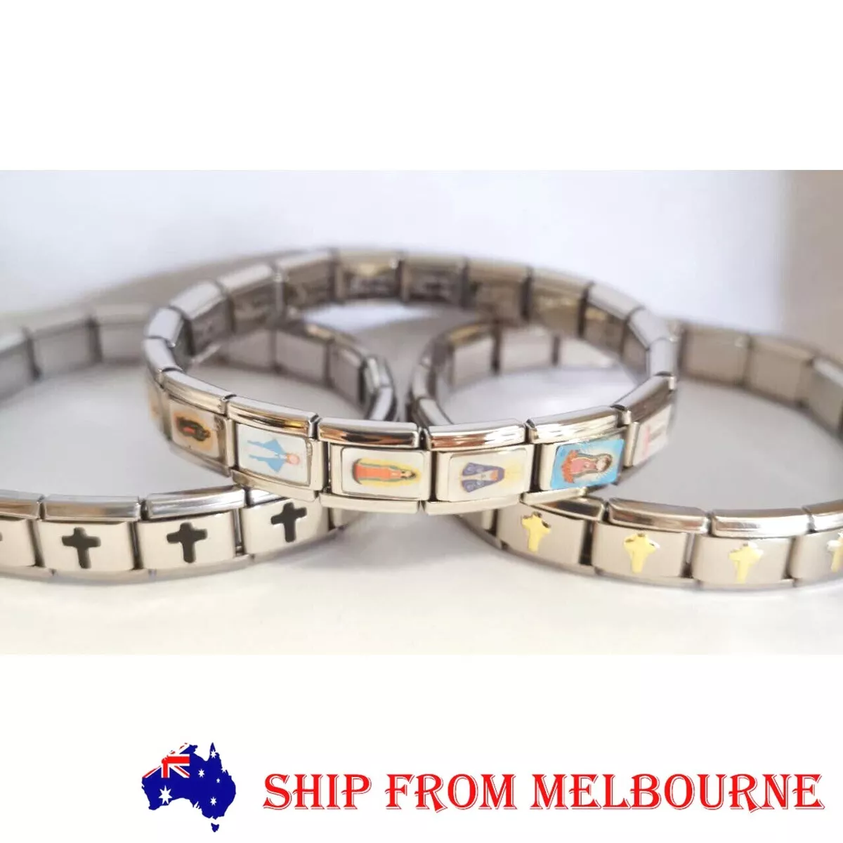 Italian Style Charm Bracelets Modular Bracelets Christian Cross Virgin Mary 9mm