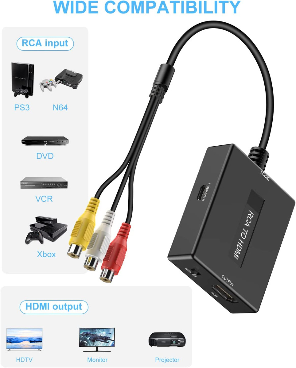  Uzifhdhi RCA to HDMI Adapter Converter, AV to HDMI