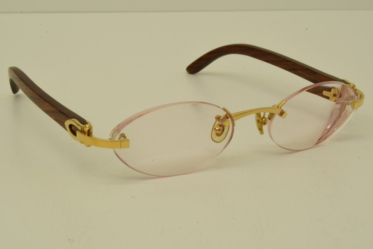 Authentic Cartier Sunglasses Vintage 19 135b Bubinga Wood Rimless