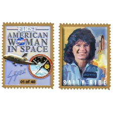 CL2-18 Sally Ride NASA Challenger First American Woman in Space stamp style Chal
