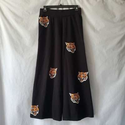 LALA Fierce Female Knit Tiger Wide Leg Pants Size Small Heavy Knit Very Chic Fun