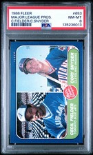 1986 FLEER C.FIELDER/C.SNYDER #653 MAJOR LEAGUE PROS. ROOKIE RC PSA 8