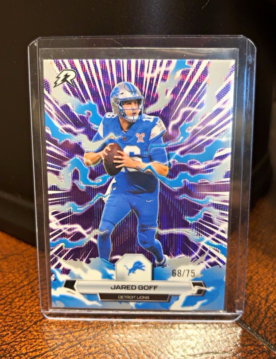 Jared Goff 2 Card Lot. Topps Resurgence Purple #68/75 & Topps Finest #55/99