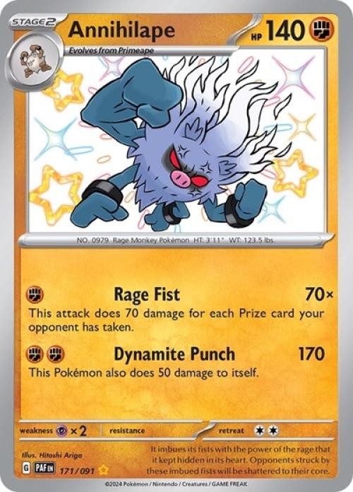 Pokemon Annihilape - 171 NM 1st Edition Normal SV: Paldean Fates