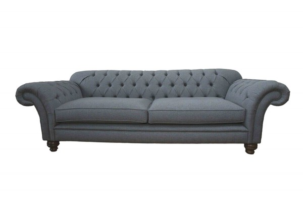Sofa Luxus Textil Chesterfield Couch Sofas Polster 3 Sitzer Grau Design-image