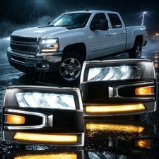 2xfor 2007-2013 Chevy Silverado 1500 2500hd 3500hd Led Headlights Wsequential