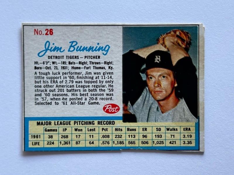 1962 Post - Jim Bunning #26