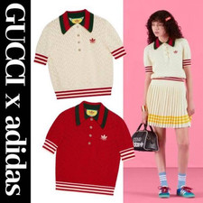 GUCCI polo shirt x adidas sherry line knit cotton White 693832 New Item Japan