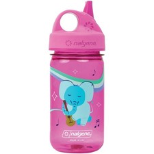 Nalgene 12oz Kids Grip-N-Gulp PINK MUSICAL ELEPHANT Sippy Cup Spill-Proof