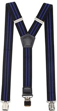 Timiot Premium Men's Y-Back Suspenders Stretch Perfect 1.5" Black-royal Stripe
