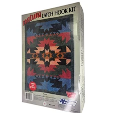 Latch Hook Rug Kit Navajo Geometric Jumbo Carpet 33x 45 National Yarn Crafts New