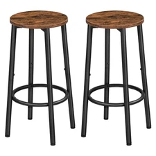 Bar Stools, Set of 2 Bar Chairs, Kitchen Round Height Stools with Footrest, B...