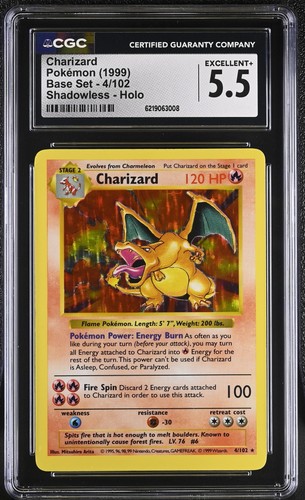 Charizard (Shadowless) graded CGC 5.5 for sale on eBay