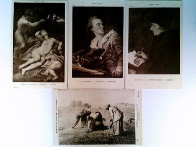 Millet, Holbein, Fragonard, Corregio, Musée de Louvre, 4 Künstler AK, ungelaufen