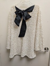 H&M Limited Edition Holiday White Sequined Tie-back Bow Dress Size M