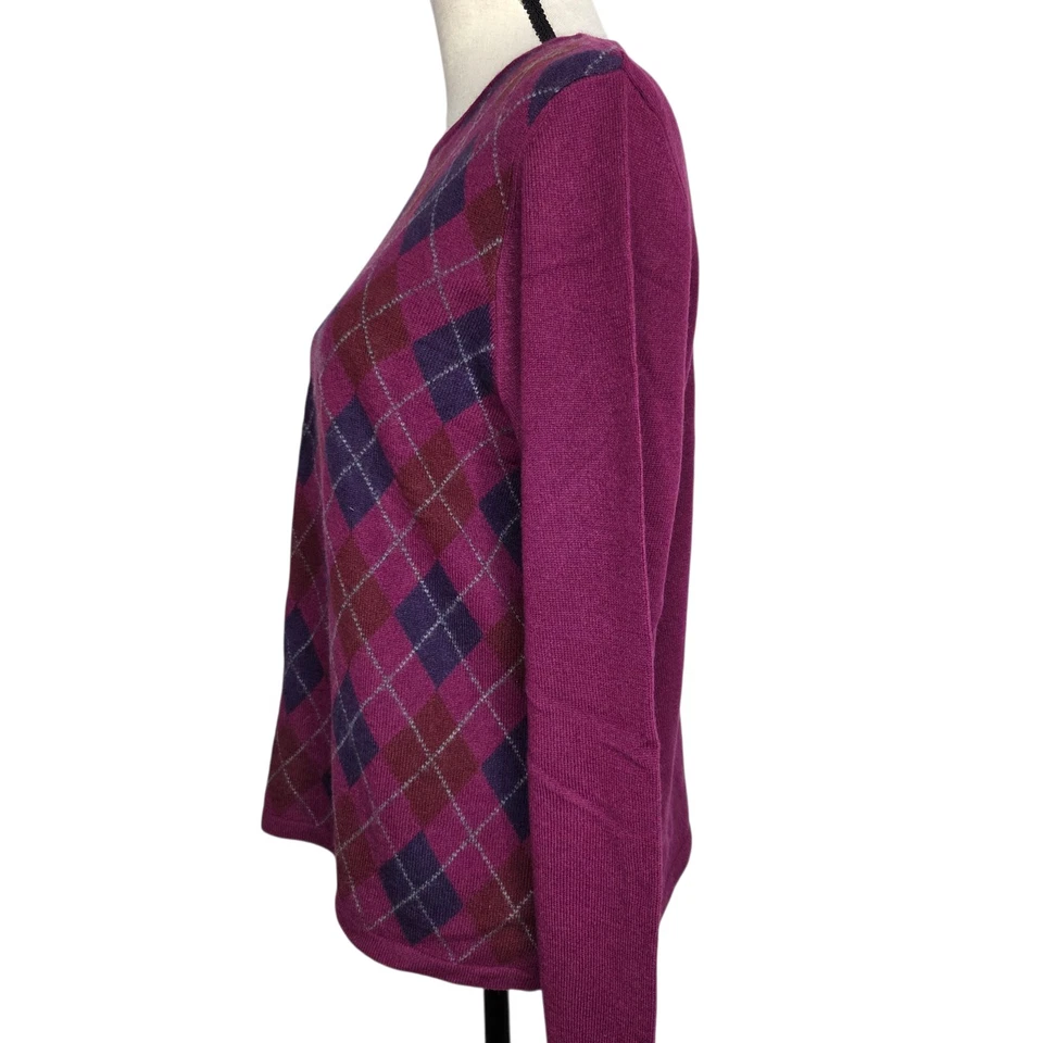 Suéter Pulôver Lands End PL Roxo Vermelho Azul Argila L/S 100% Cashmere Pequeno - Imagem 4 de 4