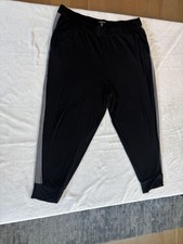 Eileen Fisher Hemp Organic Cotton Wide Leg Ankle Pants Black Gray Stripe