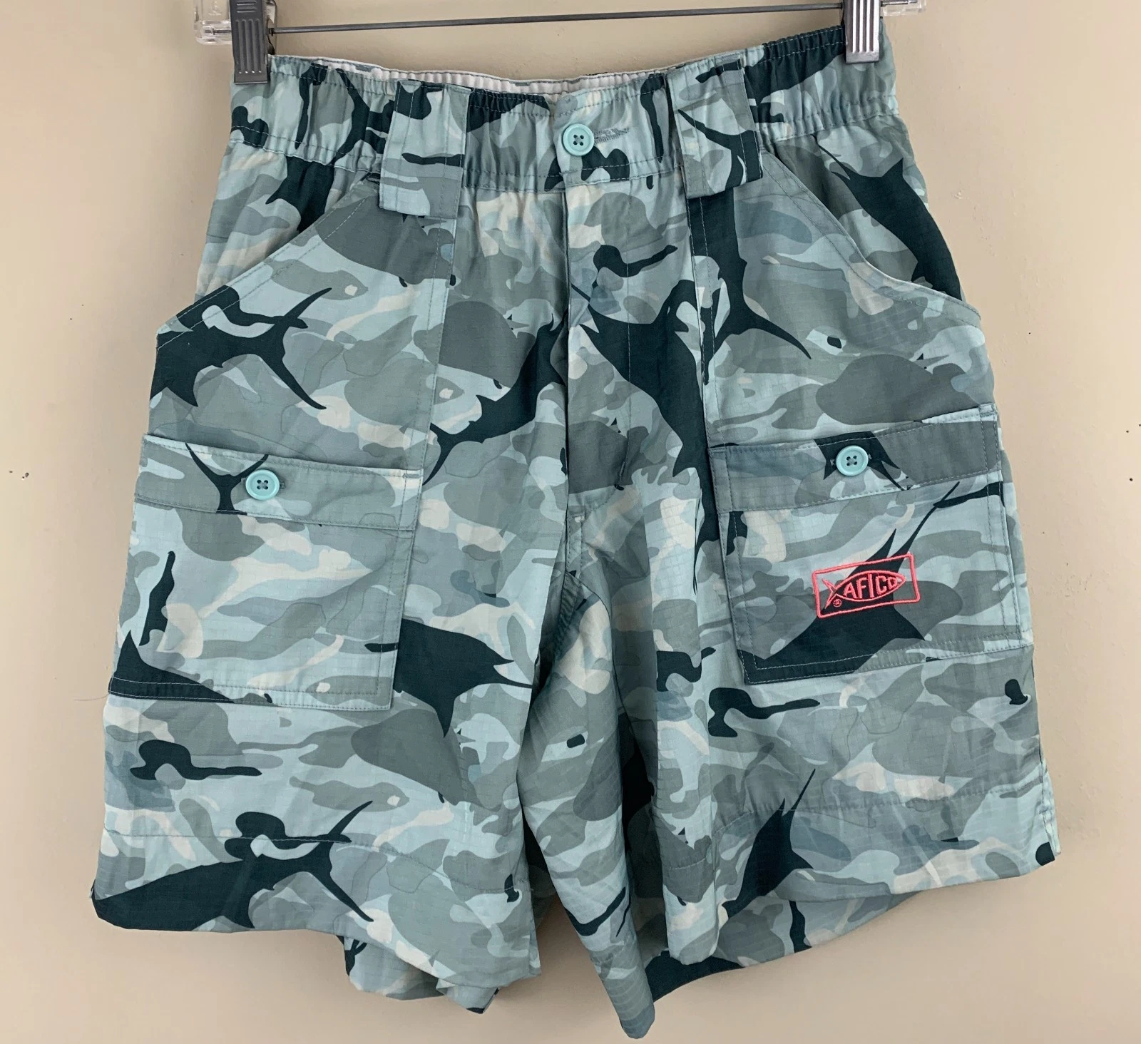 AFTCO Men's ME2 Camo Original Fishing Shorts Performance Rip Stop Size 28