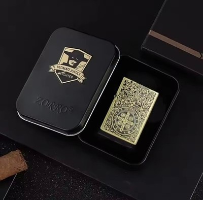 GOLDEN CONSTANTINE DOPPEL EMBLEM PREMIUM ARMOR Feuerzeug mit zorro + Box